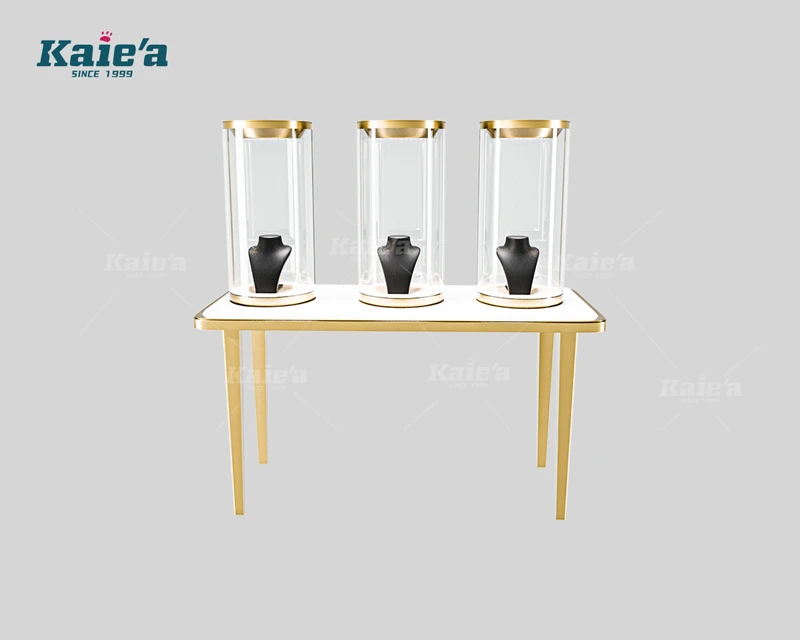 Pr&eacute;sentoir &agrave; bijoux luxueux avec vitrines cylindriques en verre