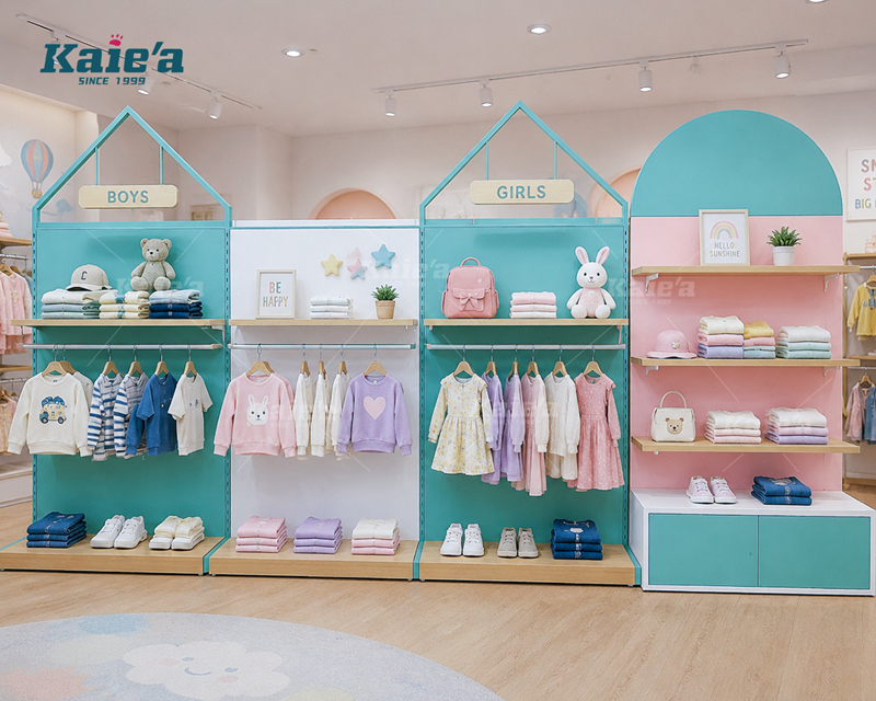 Présentoir de vêtements pour magasin d'enfants
