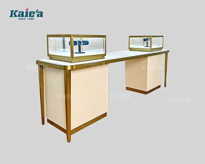 Table de n&eacute;gociation luxueuse avec deux vitrines &agrave; bijoux