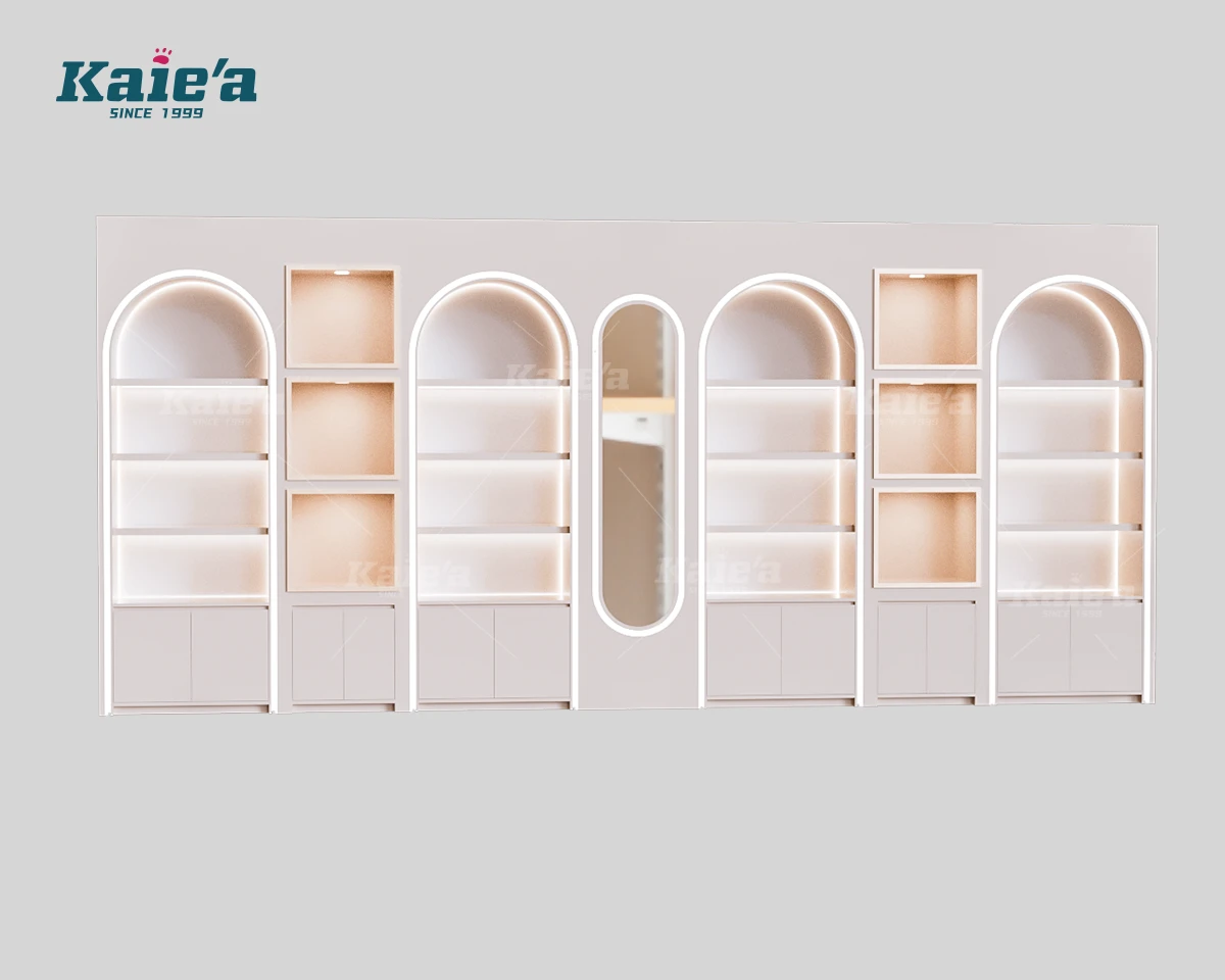 &Eacute;tag&egrave;re murale &agrave; bijoux LED arqu&eacute;e cr&egrave;me